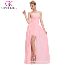 Grace Karin Perlen Kurz vorne Lange Rückseite Rosa Ein Schulter Abendkleid CL3828